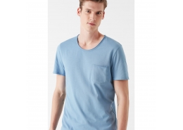 Mavi Erkek Basic Düz Açık Mavi Tişört