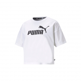 Puma Essentials Logolu Kadın Beyaz Crop Tişört (586866-02)