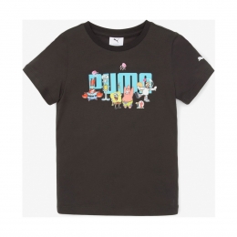 Puma X Spongebob Logo Çocuk Siyah Tişört (673668-01)