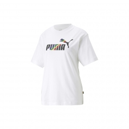 Puma Ess+ Love Is Love Relaxed Kadın Beyaz Tişört (673669-02)