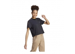 adidas Vibrant Print 3-Stripes Kadın Siyah Yuvarlak Yaka Crop Tişört (IL5871)