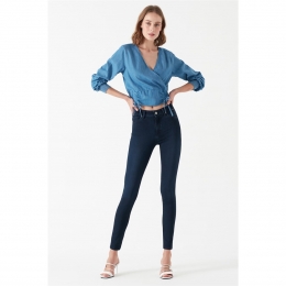 Alissa Gold Shape Kadın Mavi Jean Pantolon