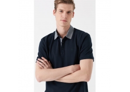 Yaka Detaylı Erkek Lacivert Polo Tişört (065890-30651)