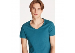 Mavi Jeans V Yaka Petrol Yeşili Erkek Basic Tişört