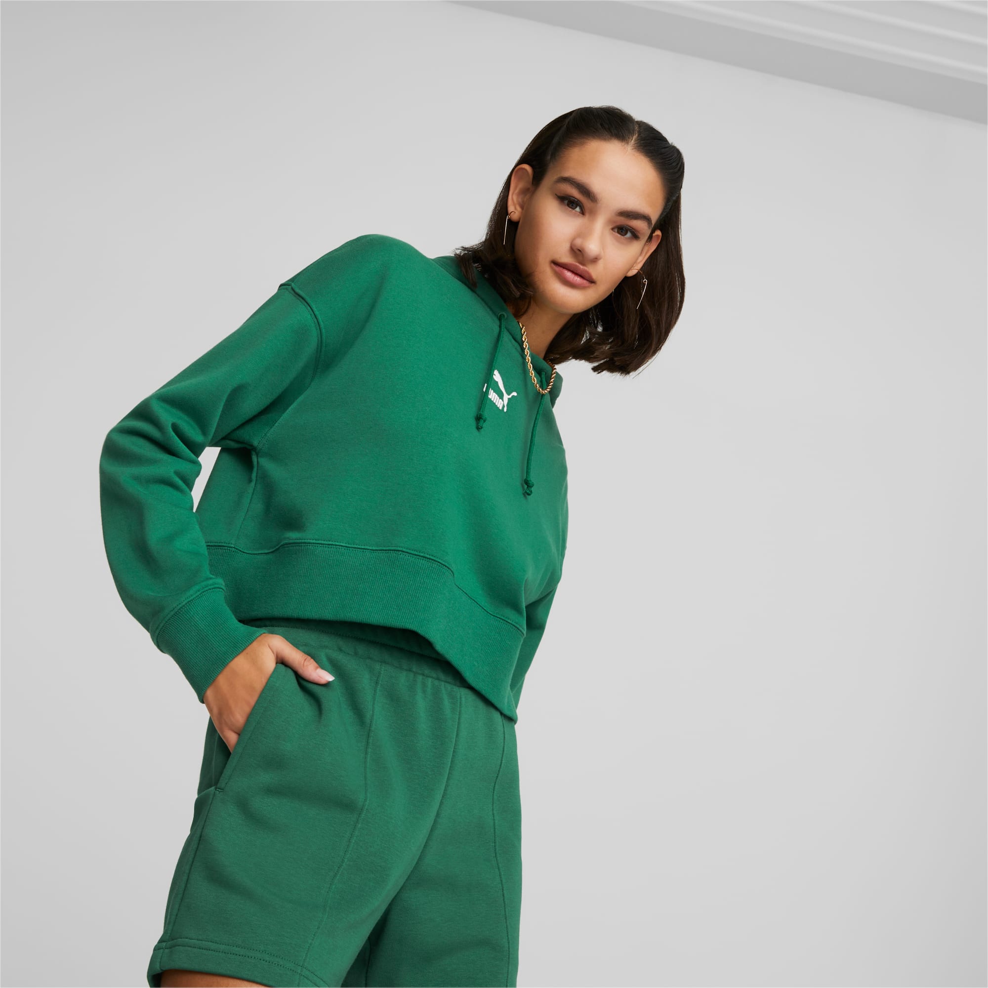 Puma Classics Cropped Yeşil Sweatshirt (538057-37)