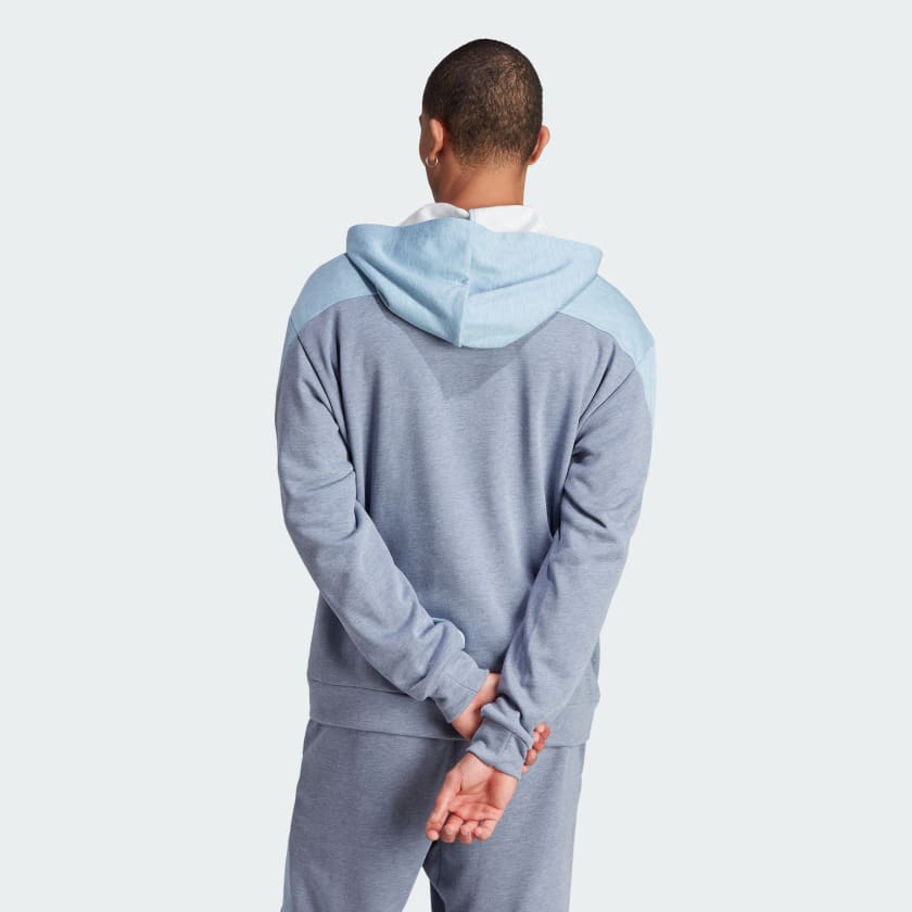 adidas Mélange Full-Zip Erkek Mavi Kapüşonlu Ceket (IJ8978)