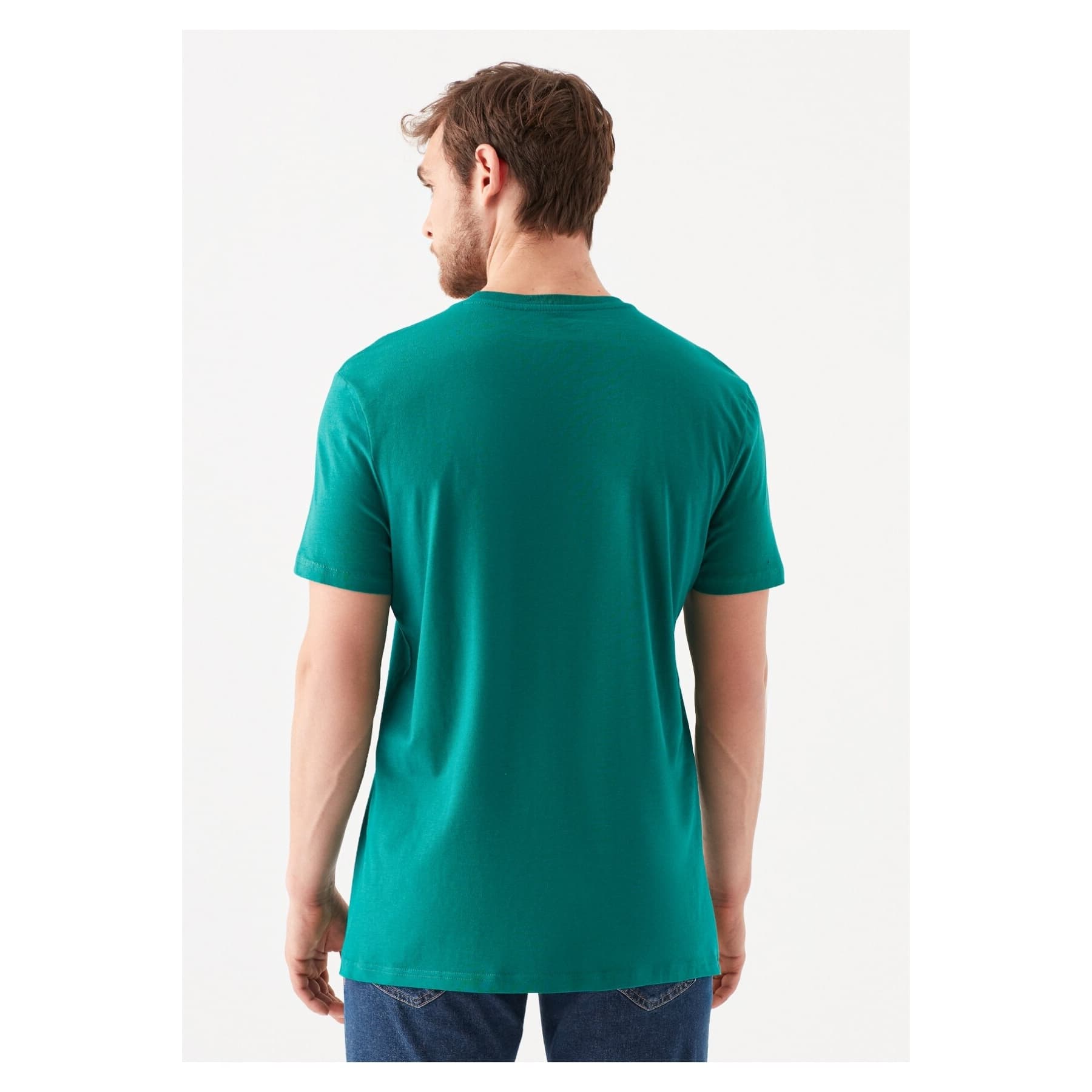 Mavi Jeans Logo Baskılı Erkek Yeşil Tişört (065781-33505)