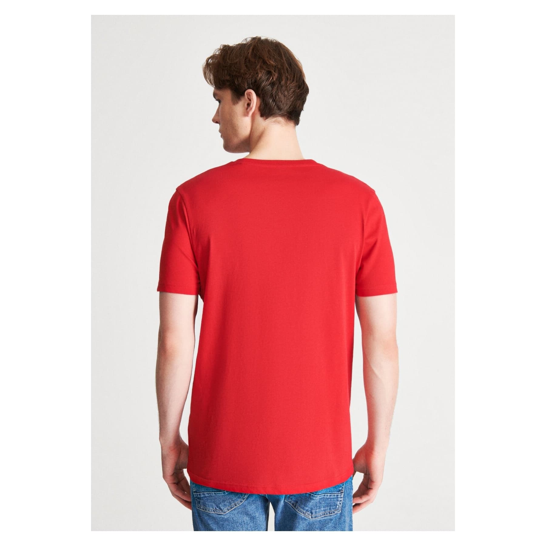 Mavi Jeans Logo Baskılı Erkek Kırmızı Tişört (065781-34535)