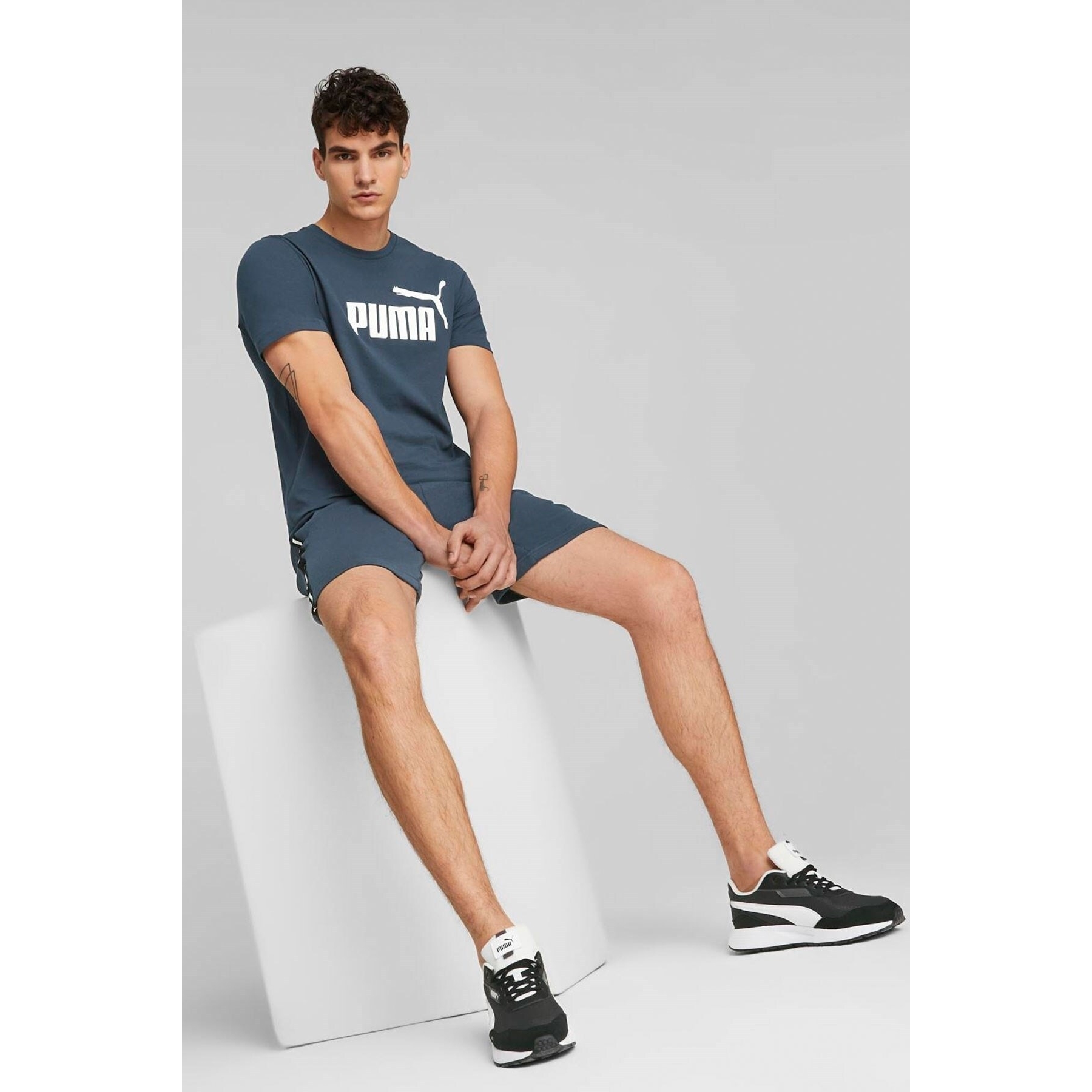 Puma Essentials Logo Tee Lacivert Tişört (586667-61)