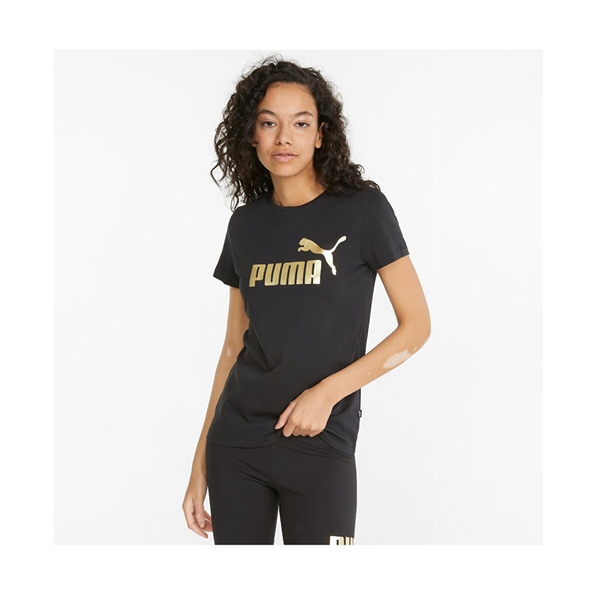 Puma Essentials Metallic Logo Kadın Siyah Tişört (848303-01)