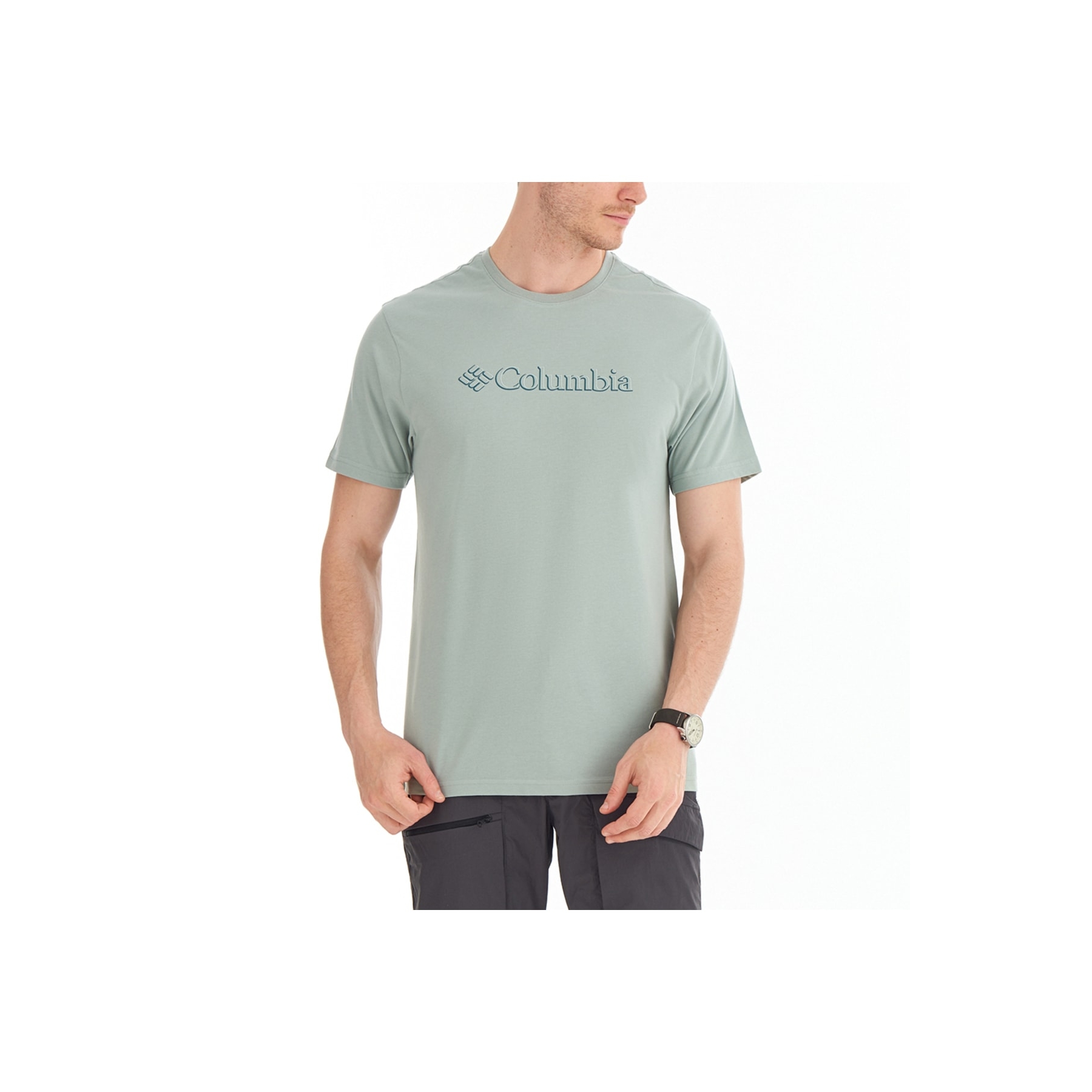 Columbia Centered Mini Logo Erkek Yeşil Outdoor Tişört (CS0323-350)