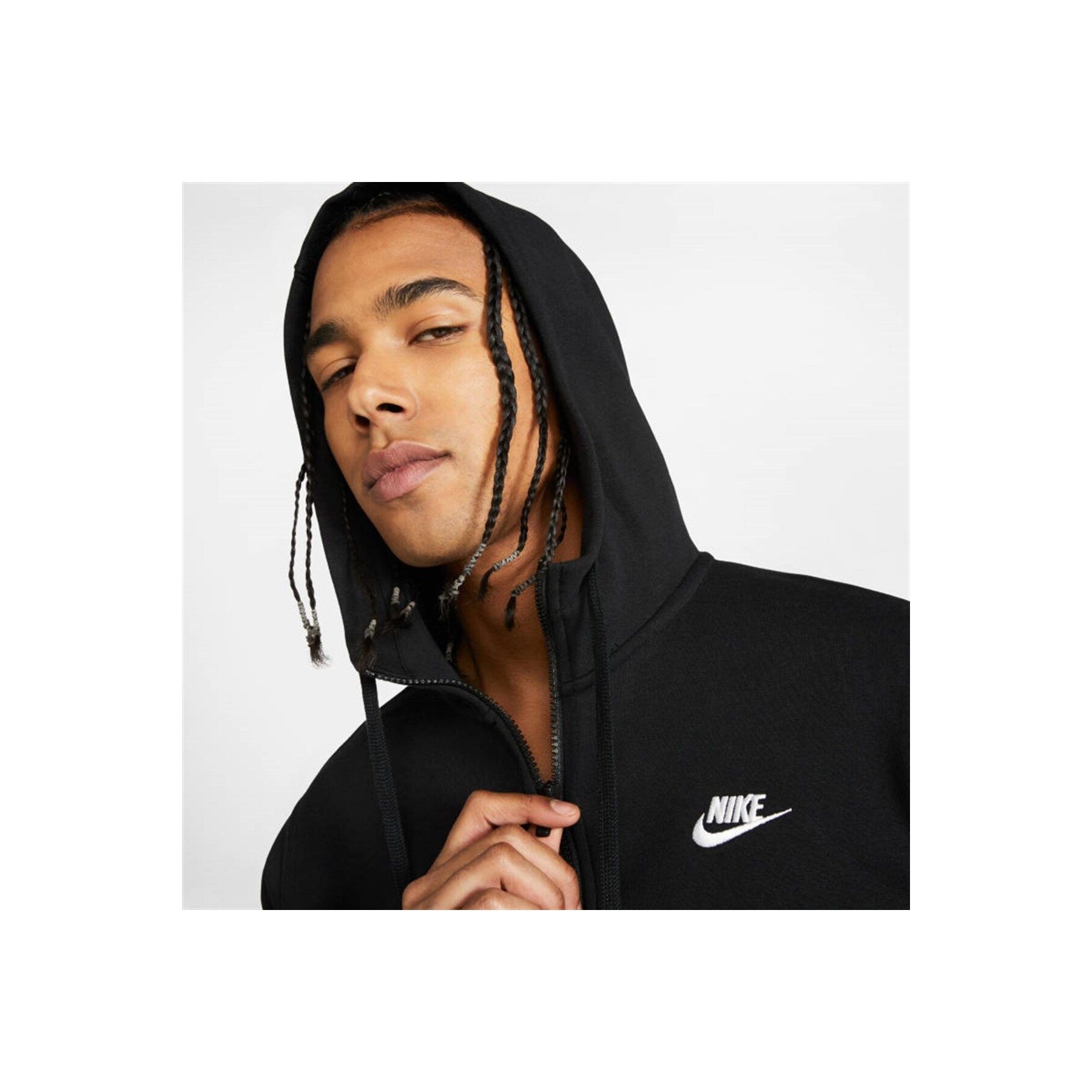 Sportswear Club Full-Zip Erkek Siyah Sweatshirt (BV2645-010)