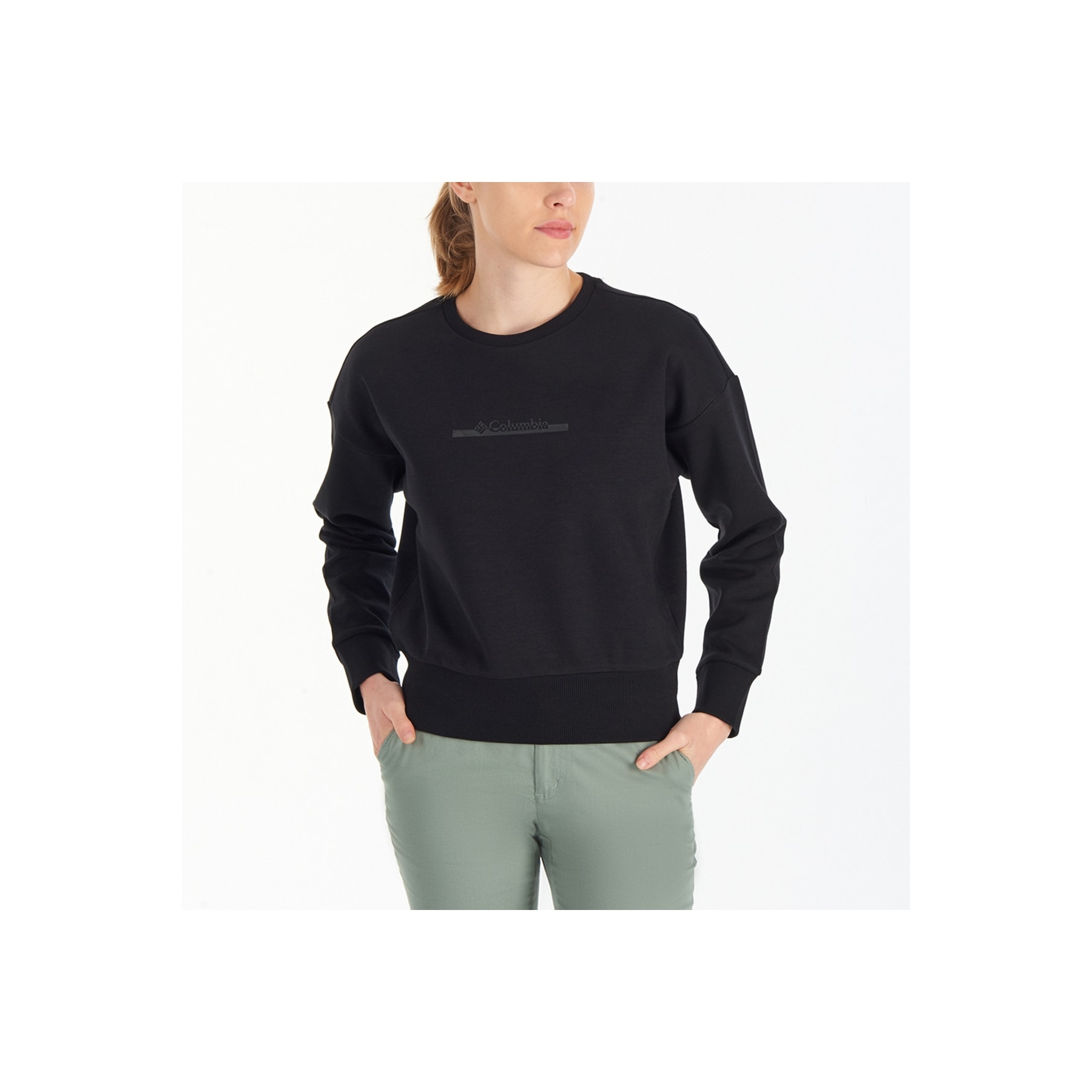 Columbia Bar Split Crop Kadın Siyah Sweatshirt (CS0212-010)