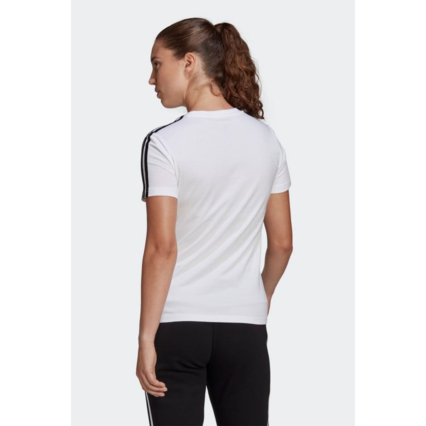 Loungewear Essentials Slim 3-Stripes Kadın Beyaz Tişört (GL0783)