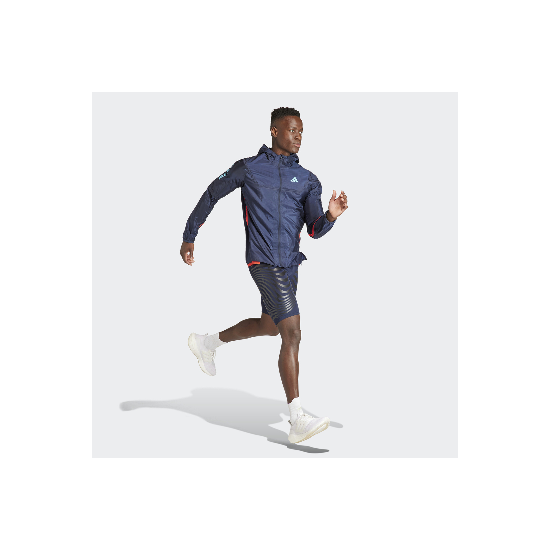 adidas Adizero Running Lightweight Erkek Mavi Rüzgarlık Ceket (IM4170)