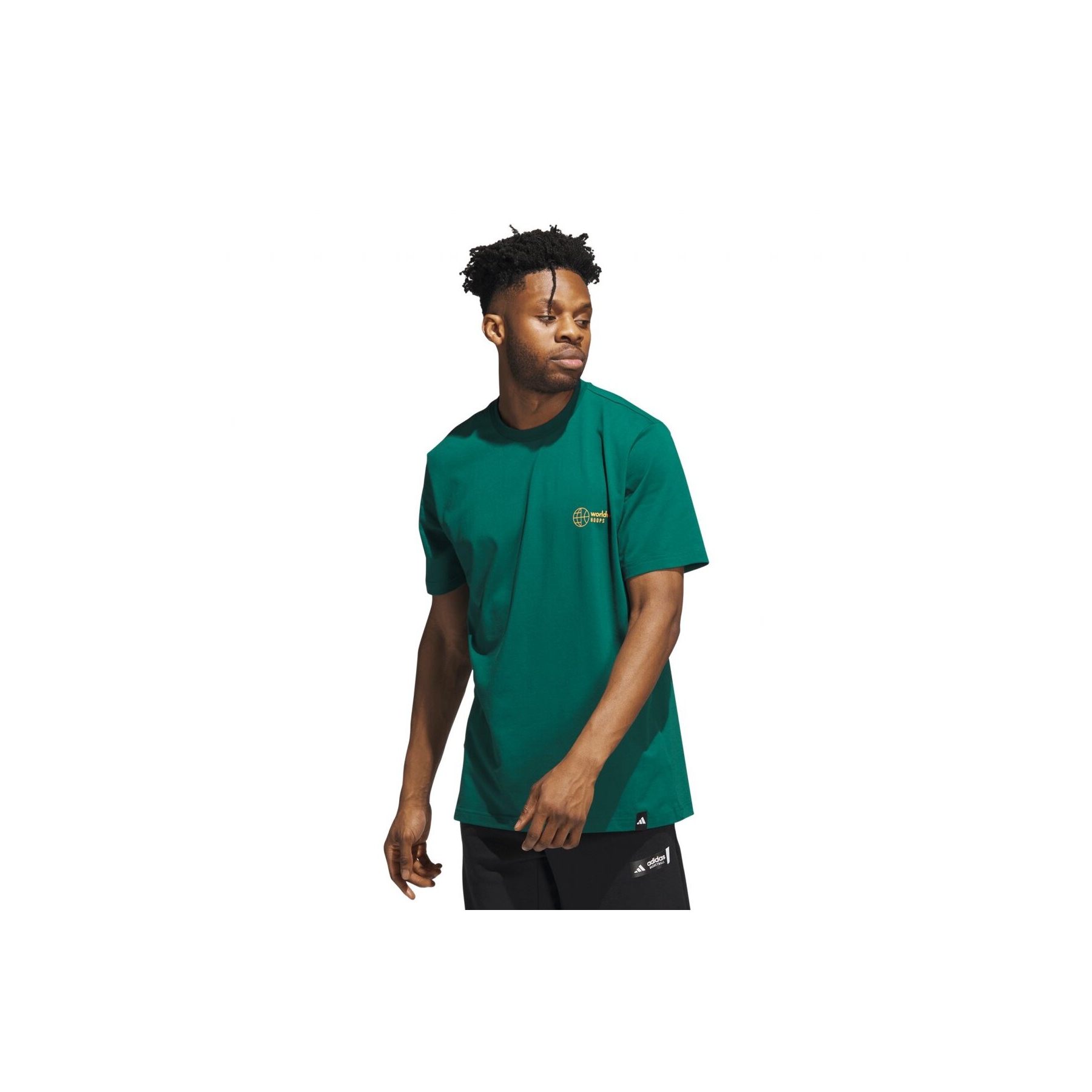 adidas Worldwide Hoops Graphic Erkek Yeşil Tişört (IM4615)