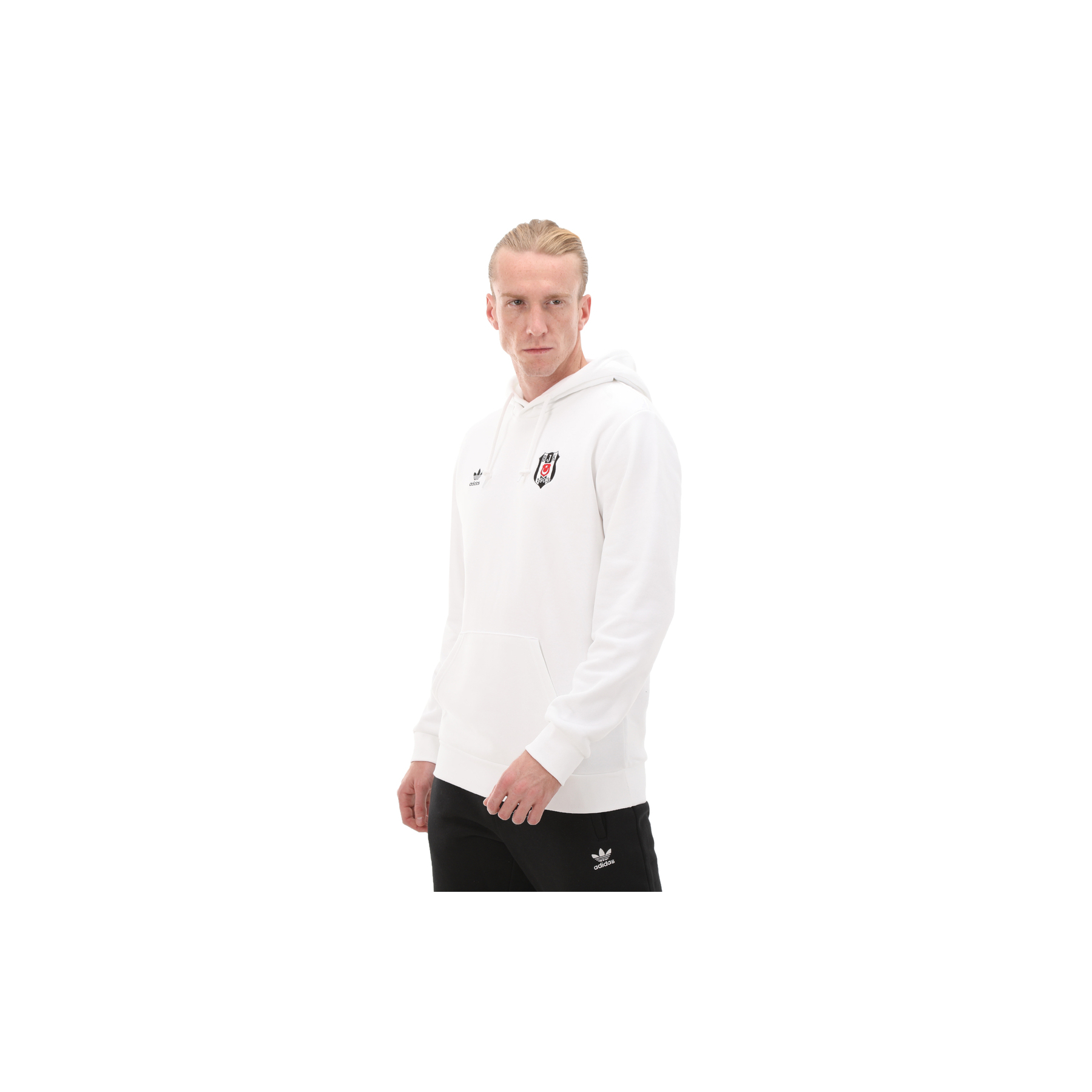adidas Erkek Beyaz Kapüşon Yaka Beşiktaş Sweatshirt (IP1268)