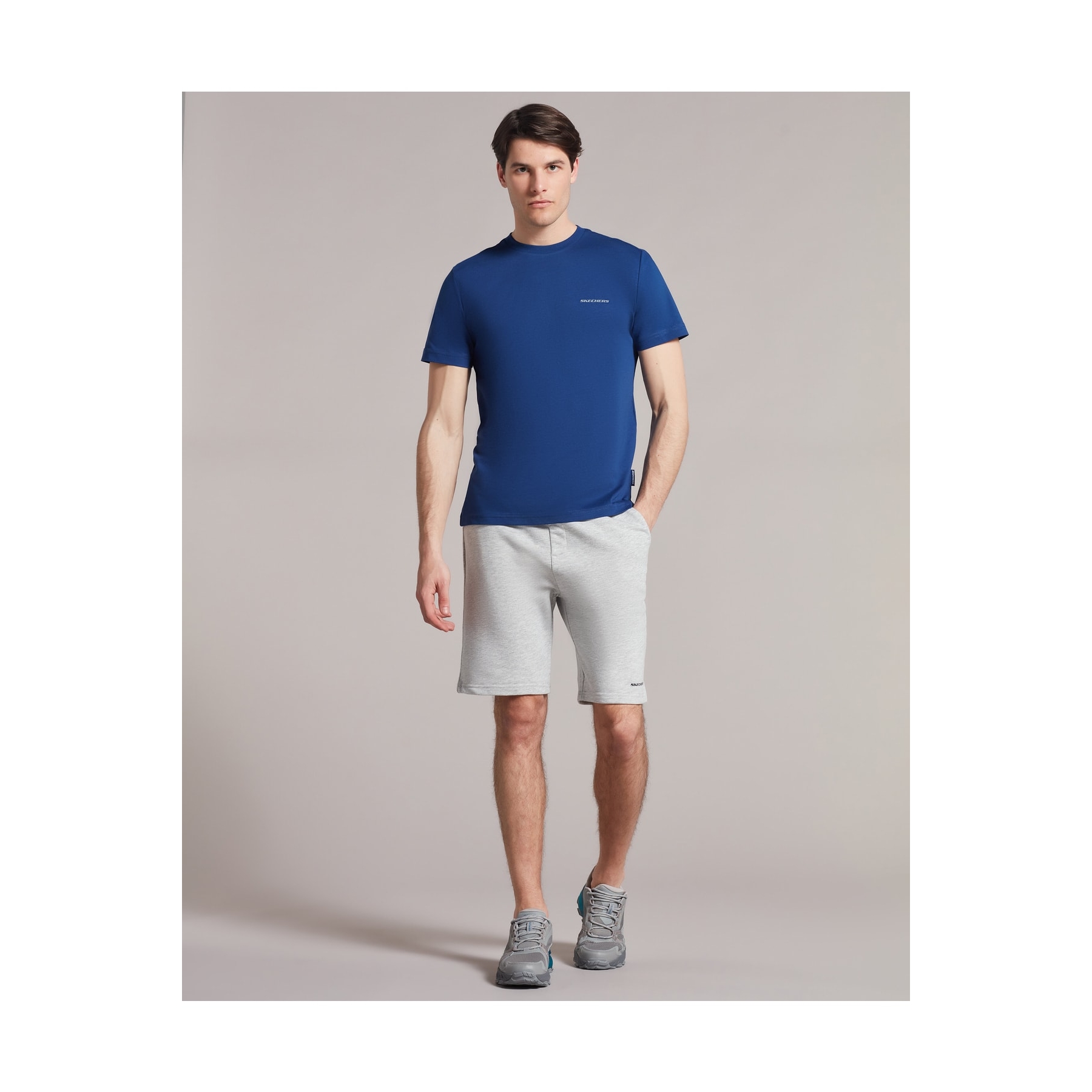 Skechers New Basics Crew Neck Erkek Mavi Tişört (S212910-410)